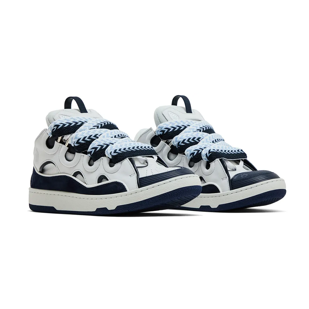 Lanvin Curb Sneakers White Navy Blue