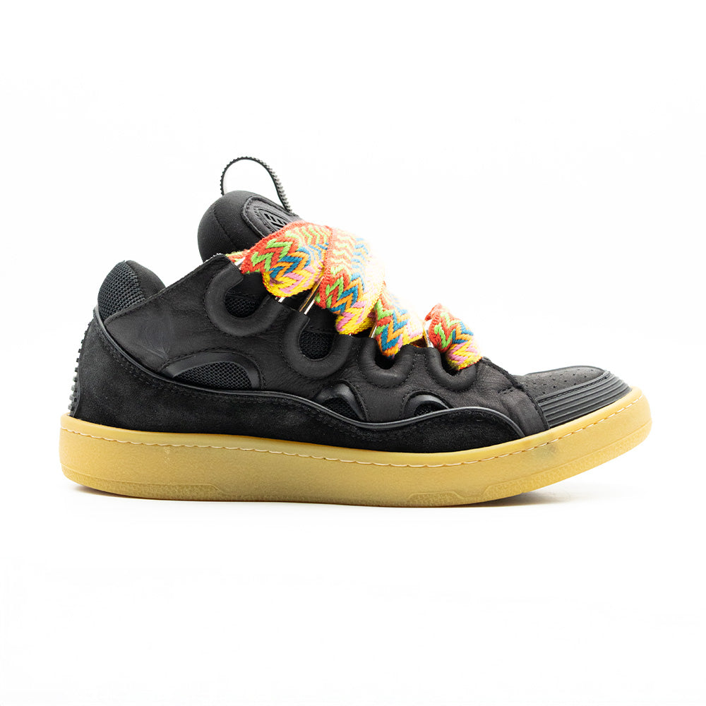 Lanvin Leather Curb Sneaker Black Gum Strap