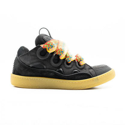Lanvin Leather Curb Sneaker Black Gum Strap