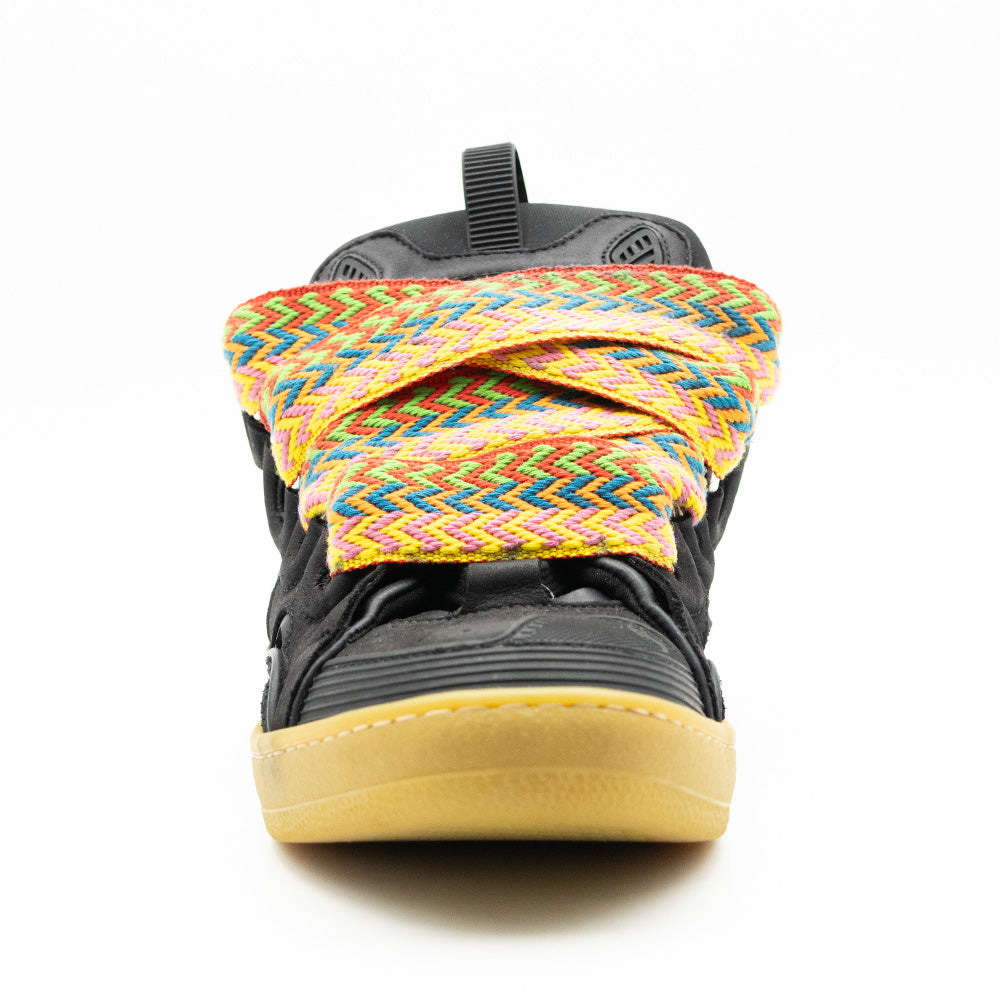 Lanvin Leather Curb Sneaker Black Gum Strap