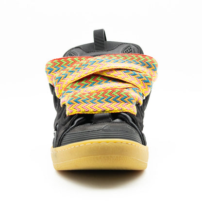 Lanvin Leather Curb Sneaker Black Gum Strap