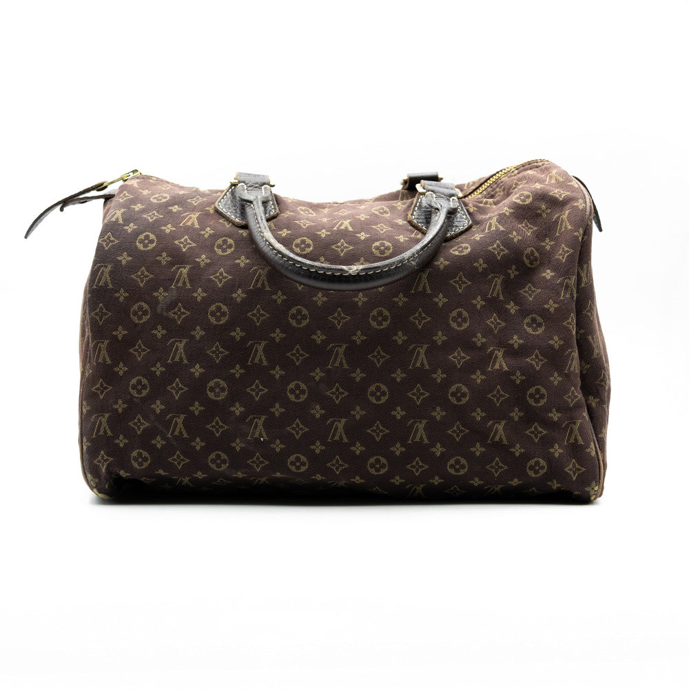 Louis Vuitton Sac à main Speedy 30 Monogram Mini Lin Marron