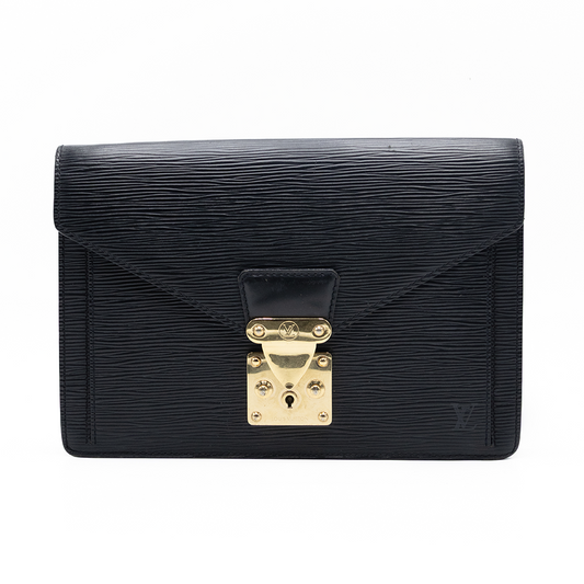 Louis Vuitton Sac Sellier Pochette avec Dragonne Cuir Epi Noir