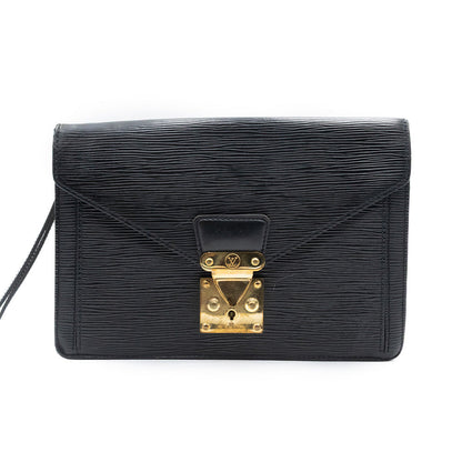 Louis Vuitton Sac Sellier Pochette avec Dragonne Cuir Epi Noir