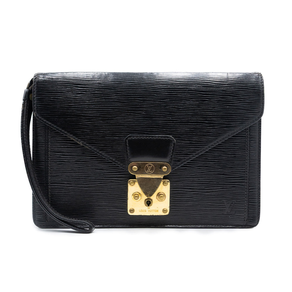 Louis Vuitton Sac Sellier Pochette avec Dragonne Cuir Epi Noir