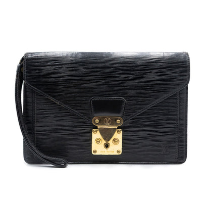 Louis Vuitton Sac Sellier Pochette avec Dragonne Cuir Epi Noir