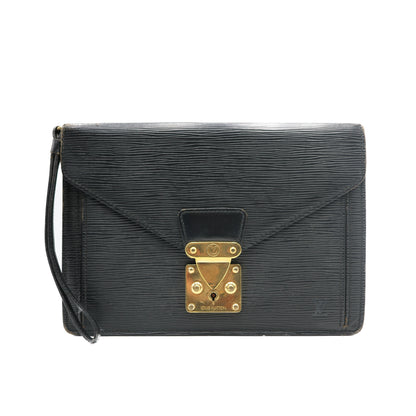 Louis Vuitton Sac Sellier Pochette avec Dragonne Cuir Epi Noir