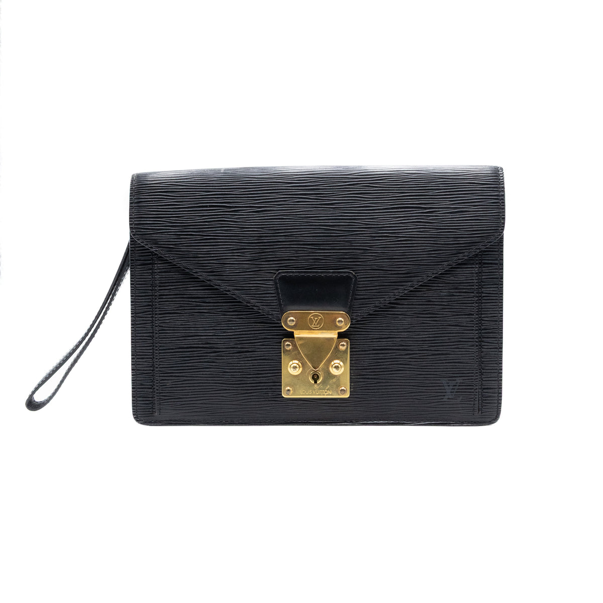 Louis Vuitton Sac Sellier Pochette avec Dragonne Cuir Epi Noir