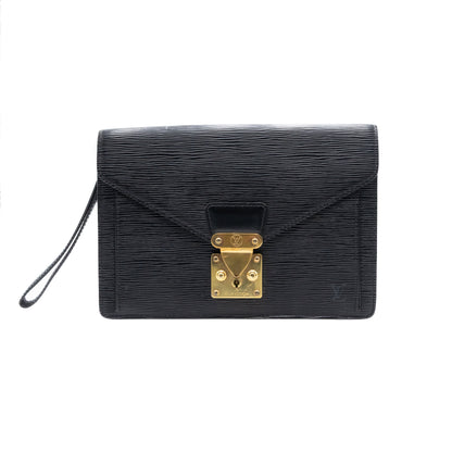 Louis Vuitton Sac Sellier Pochette avec Dragonne Cuir Epi Noir