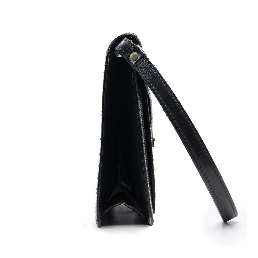 Louis Vuitton Sac Sellier Pochette avec Dragonne Cuir Epi Noir