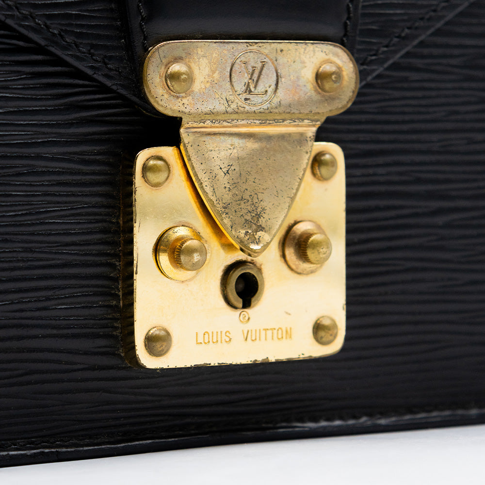 Louis Vuitton Sac Sellier Pochette avec Dragonne Cuir Epi Noir