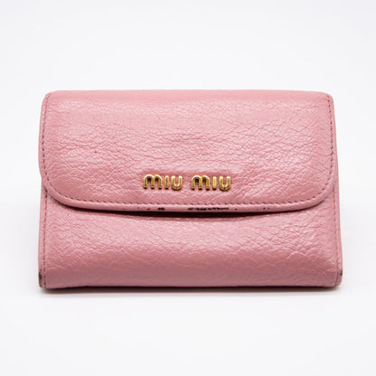 Miu Miu Portefeuille 3 volets Cuir Rose