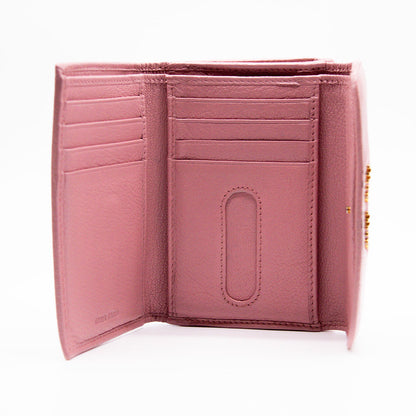 Miu Miu Portefeuille 3 volets Cuir Rose