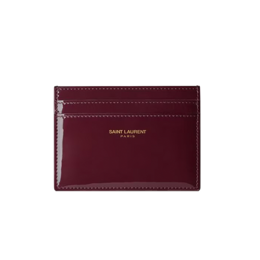 Saint Laurent Porte Carte Vernis Bordeaux