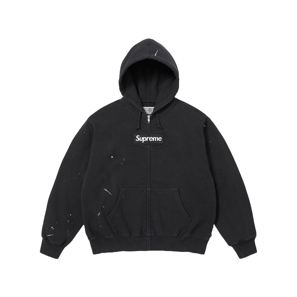 Supreme MM6 Maison Margiela Box Logo Zip Up Hooded Sweatshirt Black
