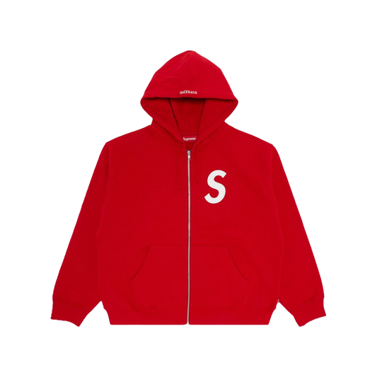 Supreme S Logo Zip Up Hooded Sweatshirt Red