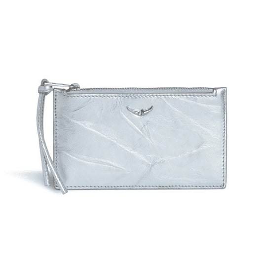 Zadig & Voltaire Porte Monnaie Long Eternal Creased Silver